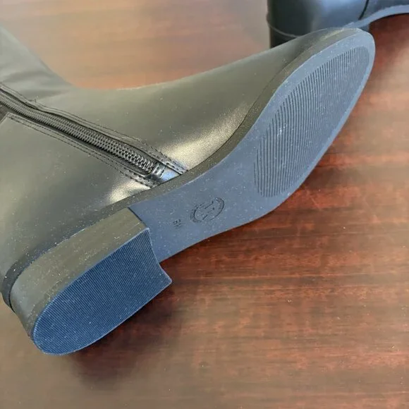 NIB Michael Kors BROMLEY Faux Leather Flat Boot Over the Knee Black 6M - Picture 4 of 6